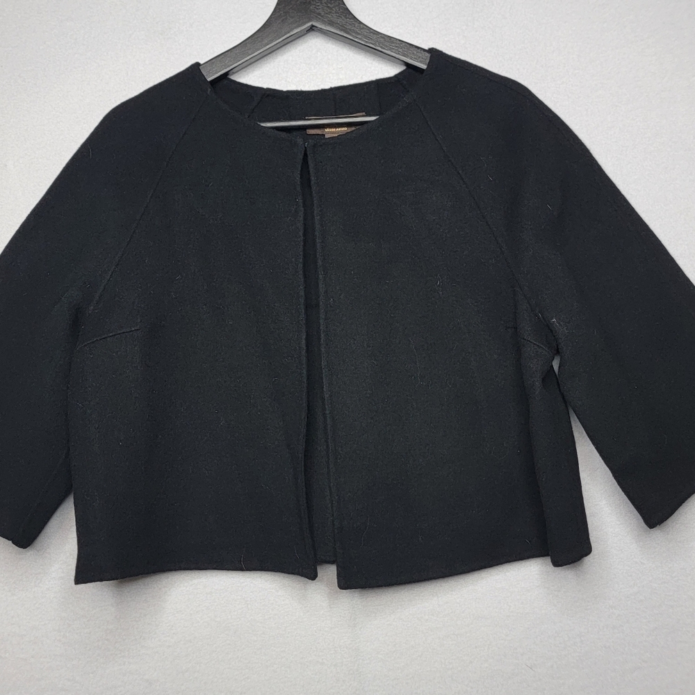 Victor Alfaro Black Wool Angora‎ Blend Cape Jacket Cropped SIZE 12
